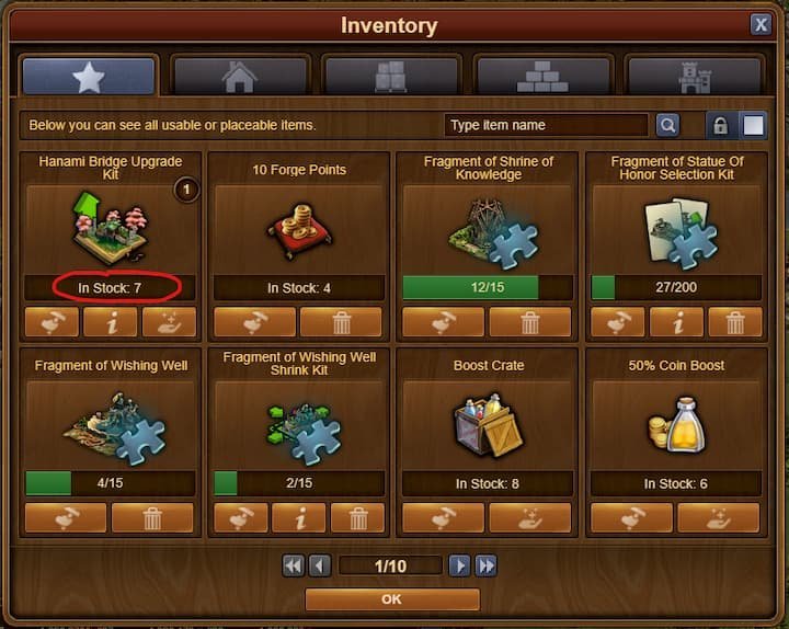 Forge Of Empires Spring event-2020-inventory-Hanami bridge Upgrade kit