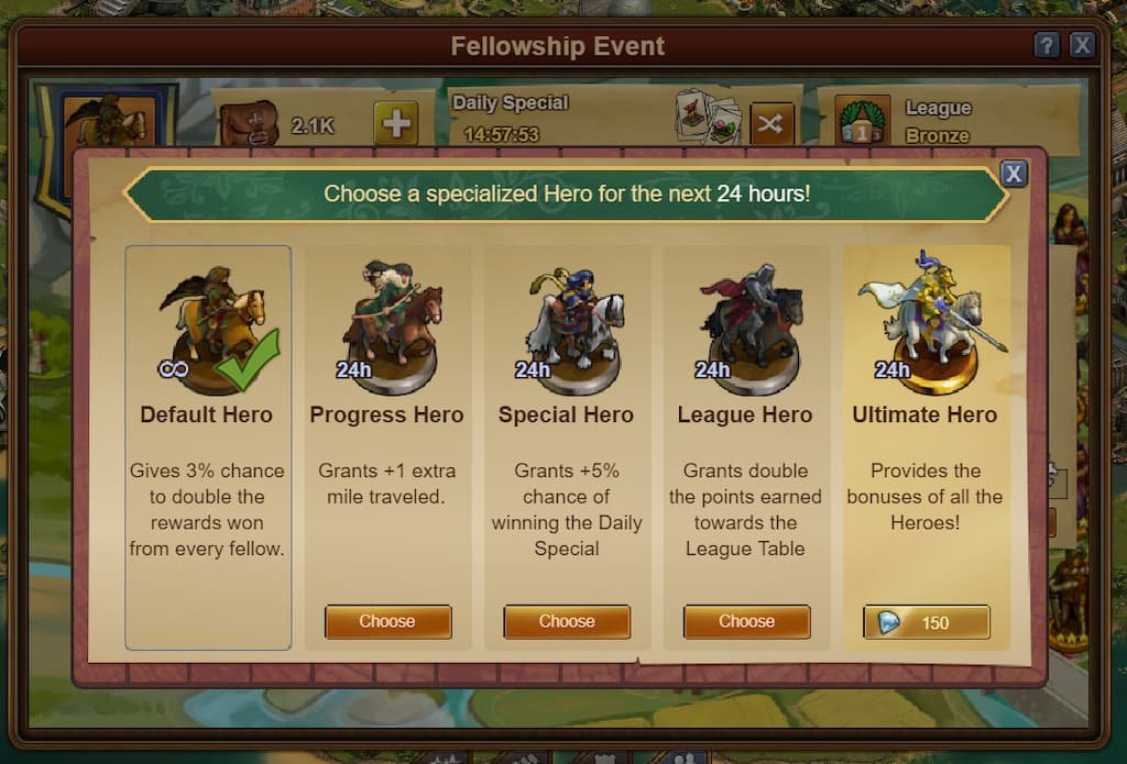 Forge of Empires Fellowship League Hero Selection