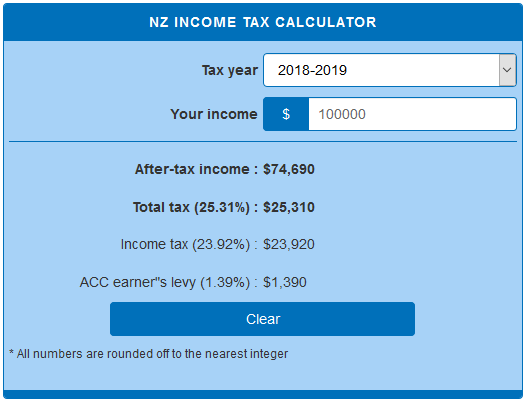 NZ income tax calculator